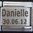 Personalised name with date of birth - laser 9mm Italian charm - Click Image to Close